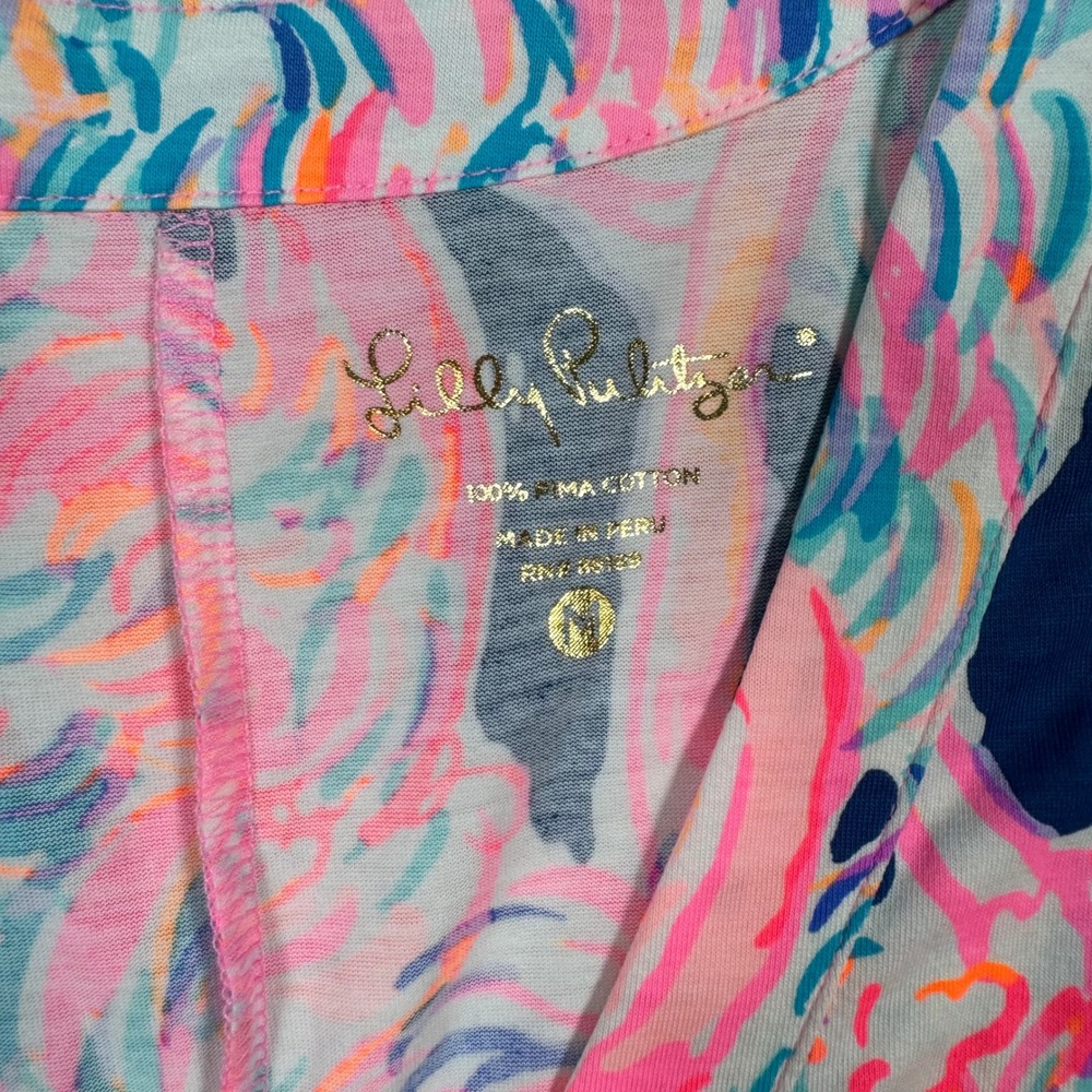 Lilly Pulitzer Amina Dress Womens Medium Pelican Pink Flamingo Head In The Sand - Picture 10 of 10
